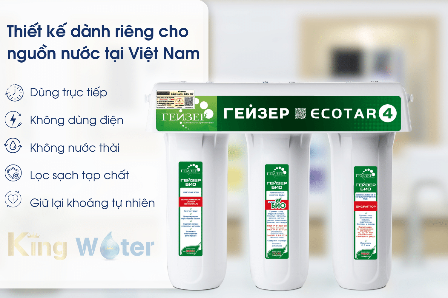 Máy lọc nước Geyser Ecotar 4 sở hữu nhiều tính năng nổi bật phù hợp với nguồn nước tại Việt Nam