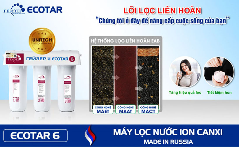 Geyser Ecotar 6 có thể lọc sạch hầu hết mọi chất bẩn và chỉ giữ lại nước và khoáng chất tự nhiên