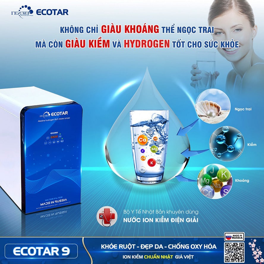 Nước ion kiềm Ecotar 9 chứa nhiều loại vi khoáng tự nhiên