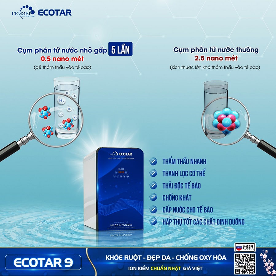 Ecotar 9 có khả năng loại bỏ các gốc tự do trong cơ thể