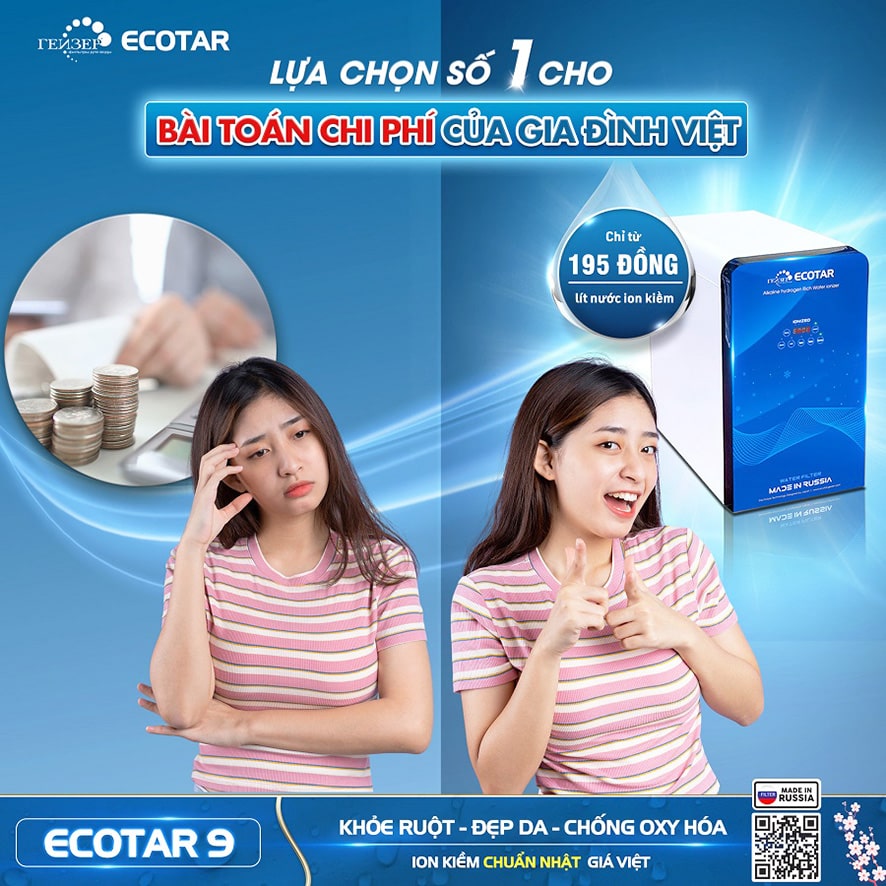 Geyser Ecotar 9 mang đến cho khách hàng cơ hội sử dụng máy lọc nước ion kiềm giàu hydro