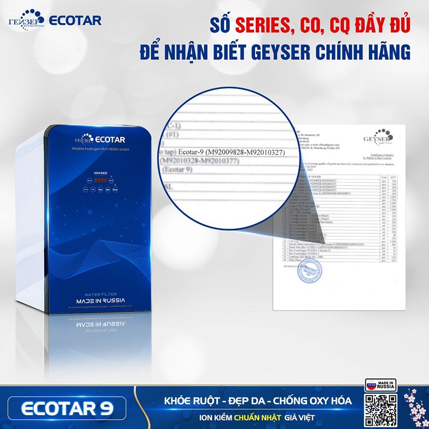 Geyser cũng cung cấp giấy tờ đầy đủ để quý khách hàng yên tâm về nguồn gốc