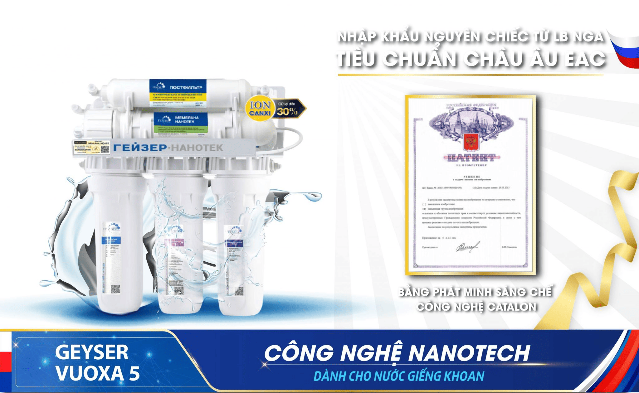 Công nghệ nanotech của máy Geyser Vuoxa 5 đạt chuẩn chất lượng Châu Âu 