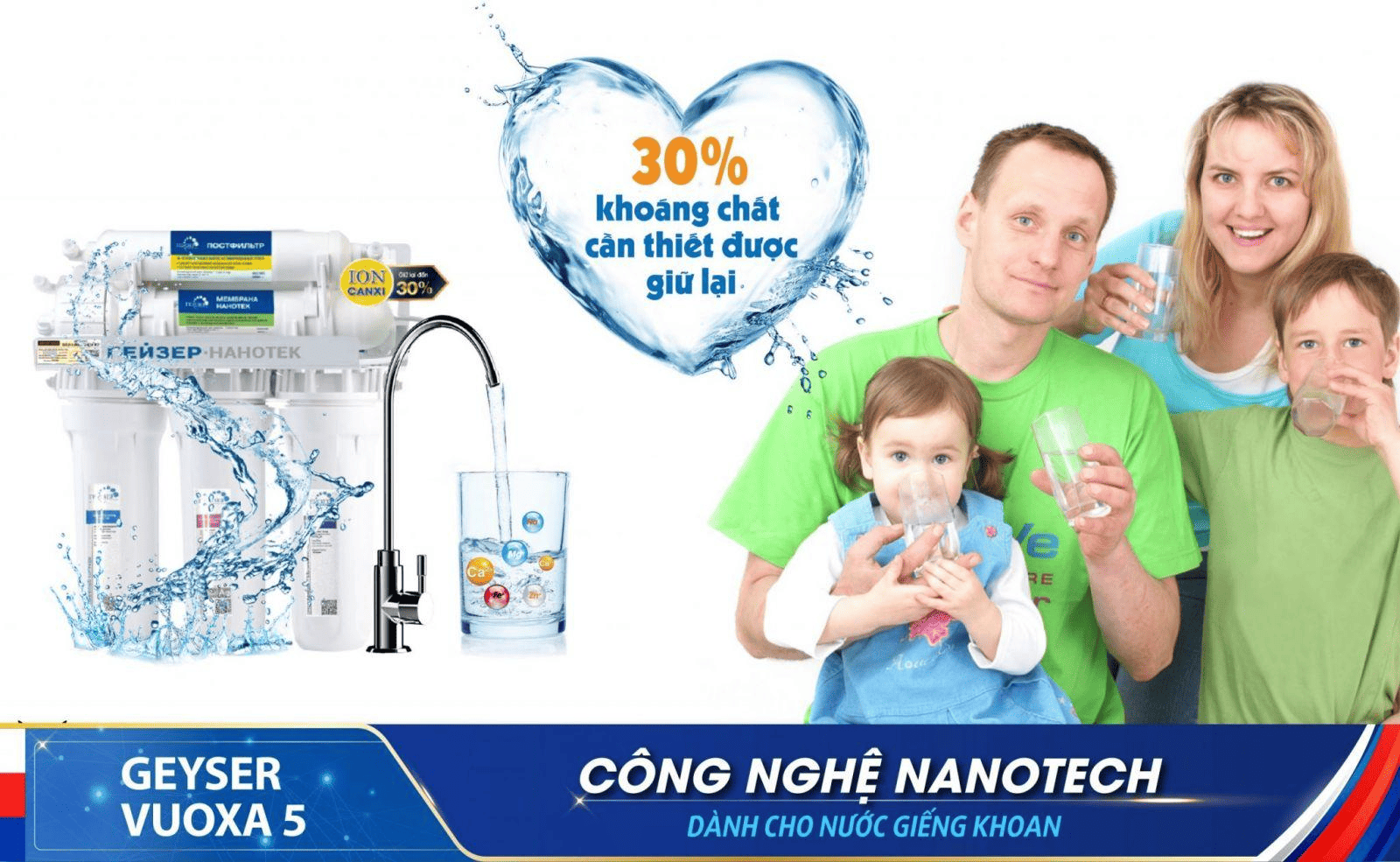 Máy lọc nước Geyser Vuoxa 5 giữ đến 30% khoáng chất có lợi