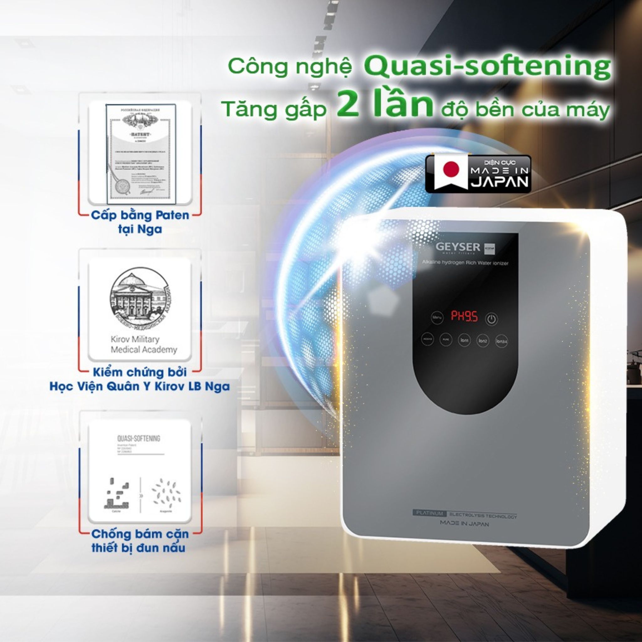 Công nghệ Quasi-Softening chống bám cặn điện cực tối ưu cho máy lọc nước Ecotar 9 Pro