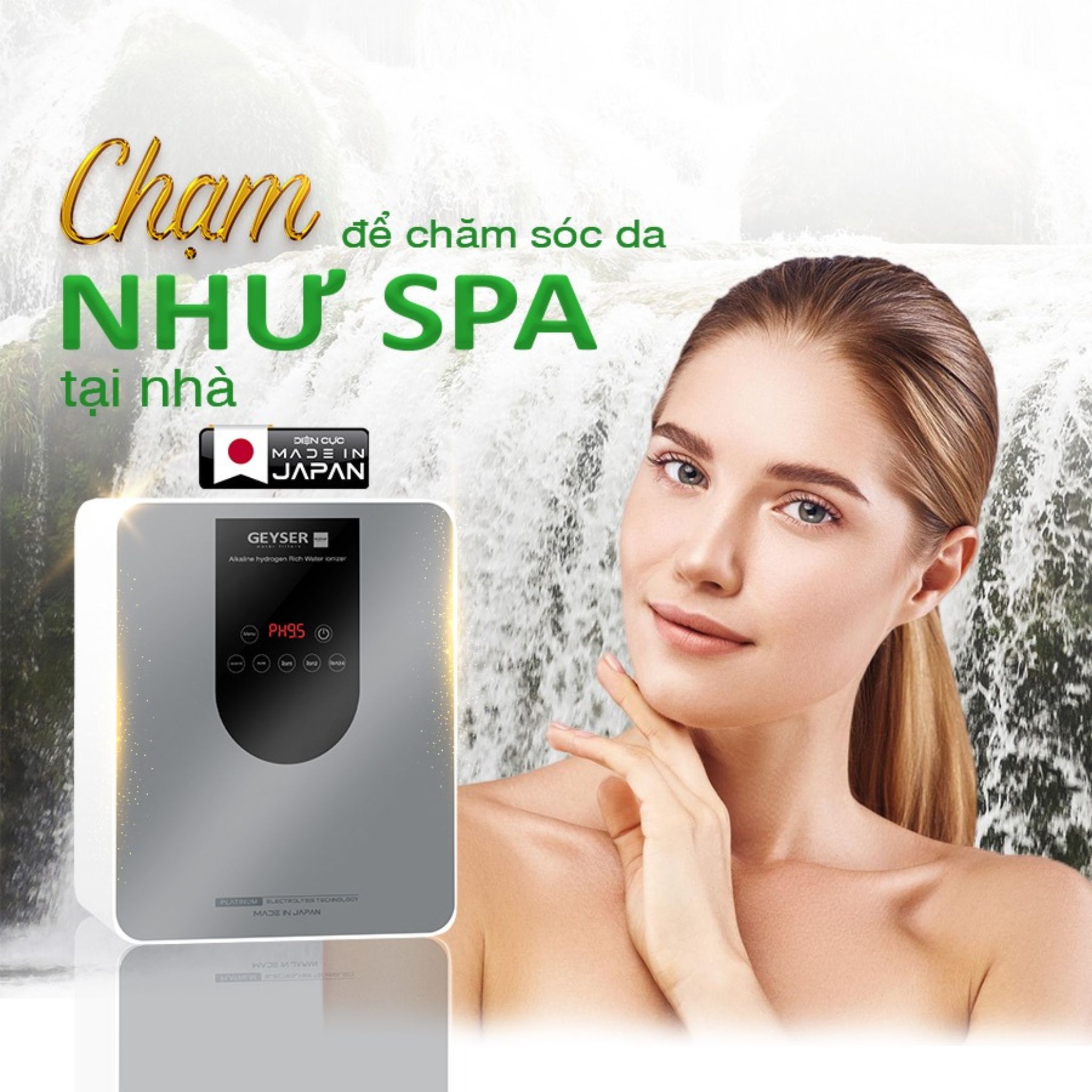 Geyser Ecotar 9 Pro tạo nước pH cân bằng để chăm sóc da tại nhà